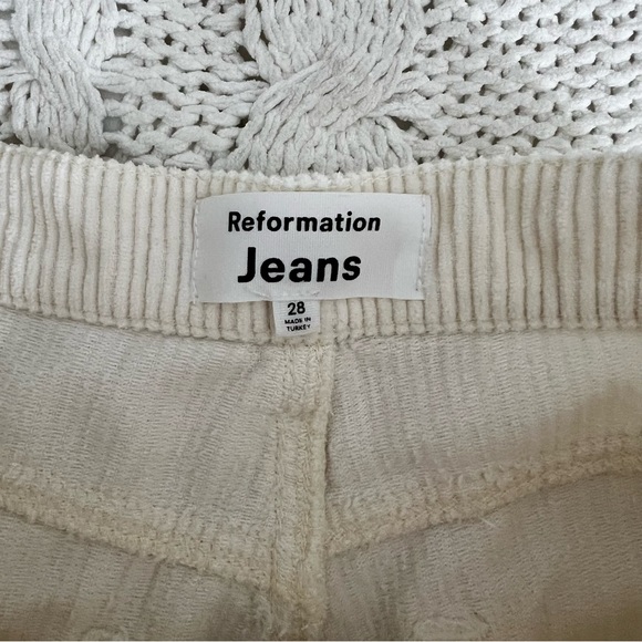 Reformation Cynthia Button Fly High Rise Straight Corduroy Pants Cream Size 28 - Picture 7 of 12